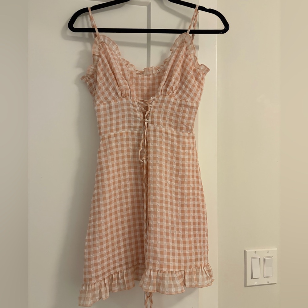 Gingham Ruffle Tie-Front Sundress